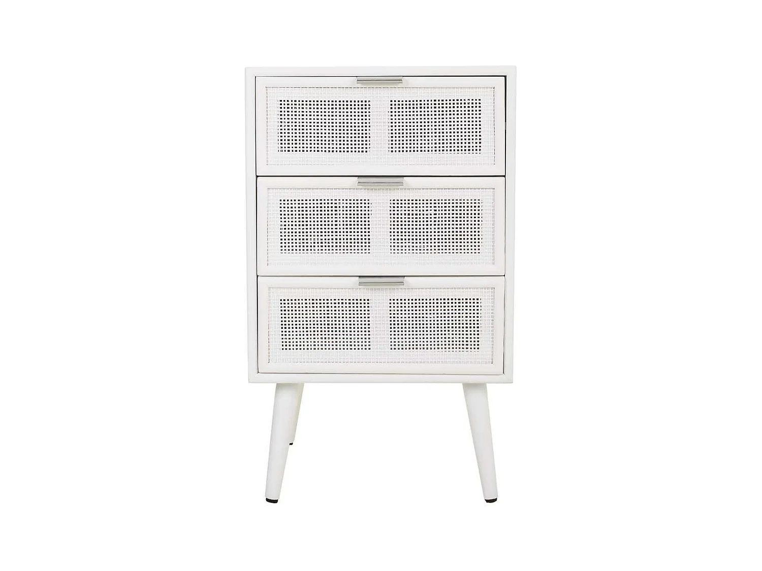 Mesita de madera y rejilla blanca 42x36.5x71