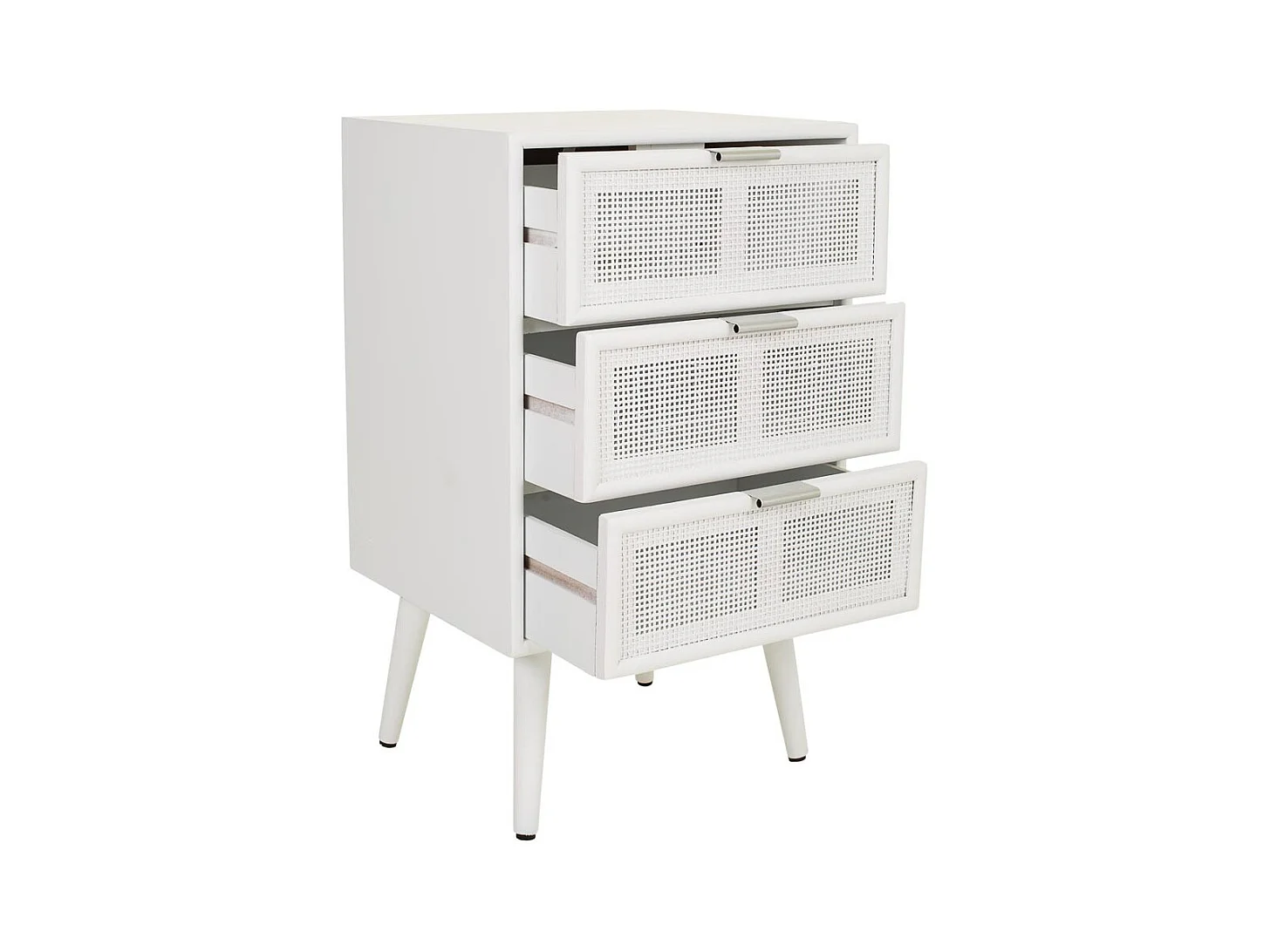 Mesita de madera y rejilla blanca 42x36.5x71