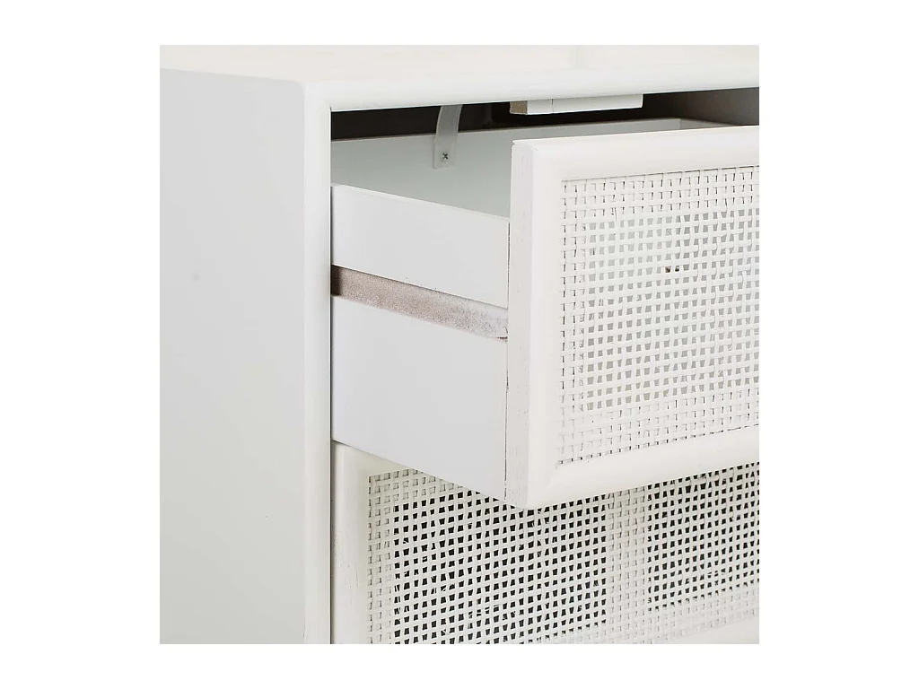 Mesita de madera y rejilla blanca 42x36.5x71