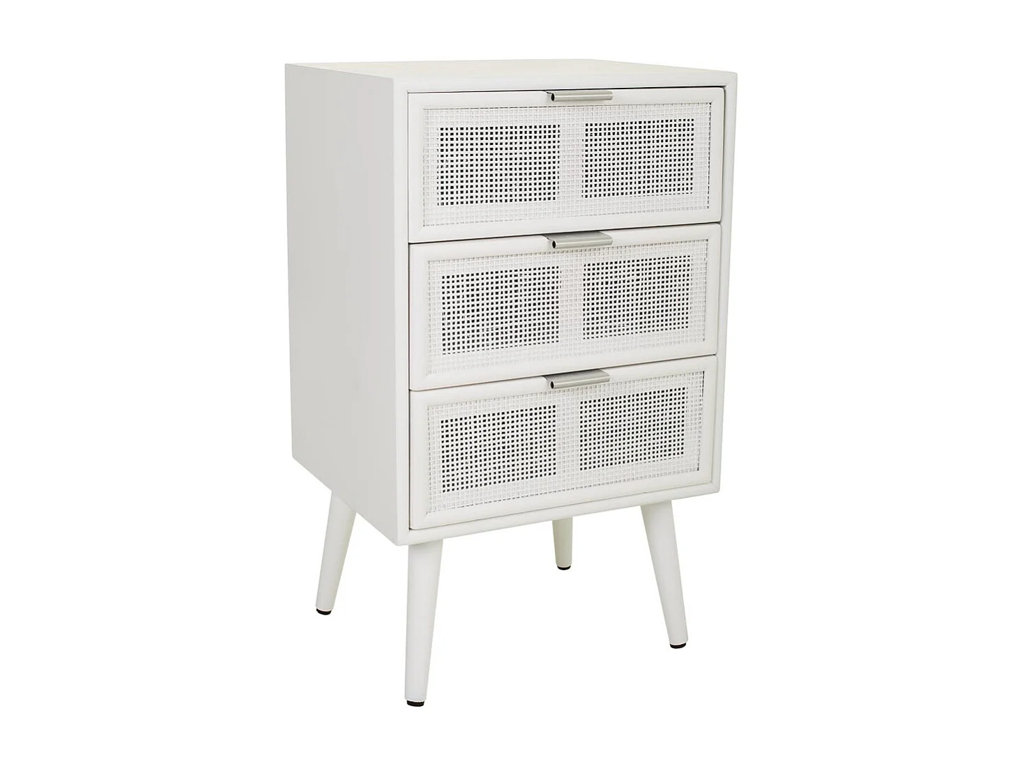 Mesa de cabeceira de madeira e malha branca 42x36,5x71