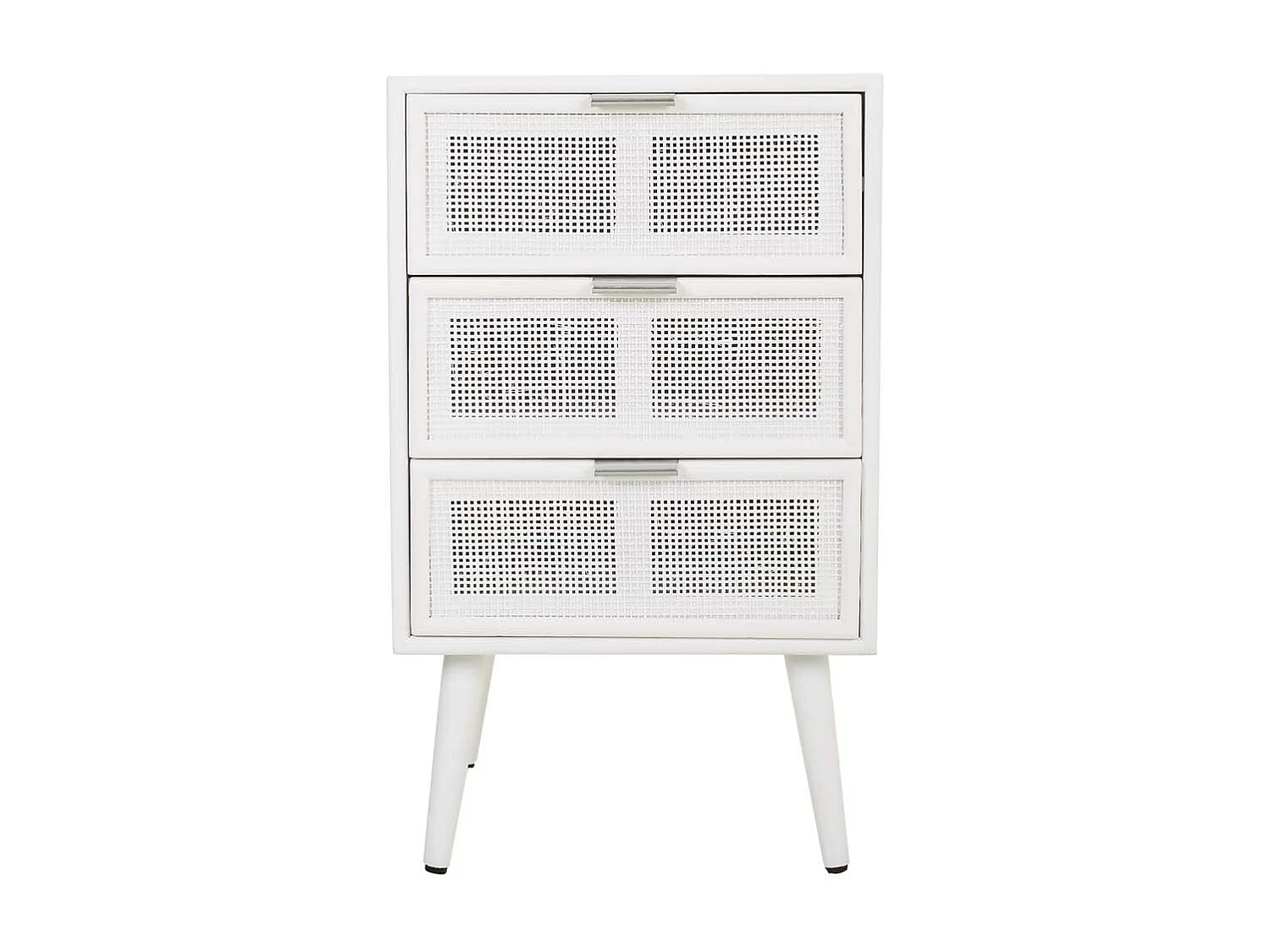 Mesa de cabeceira de madeira e malha branca 42x36,5x71