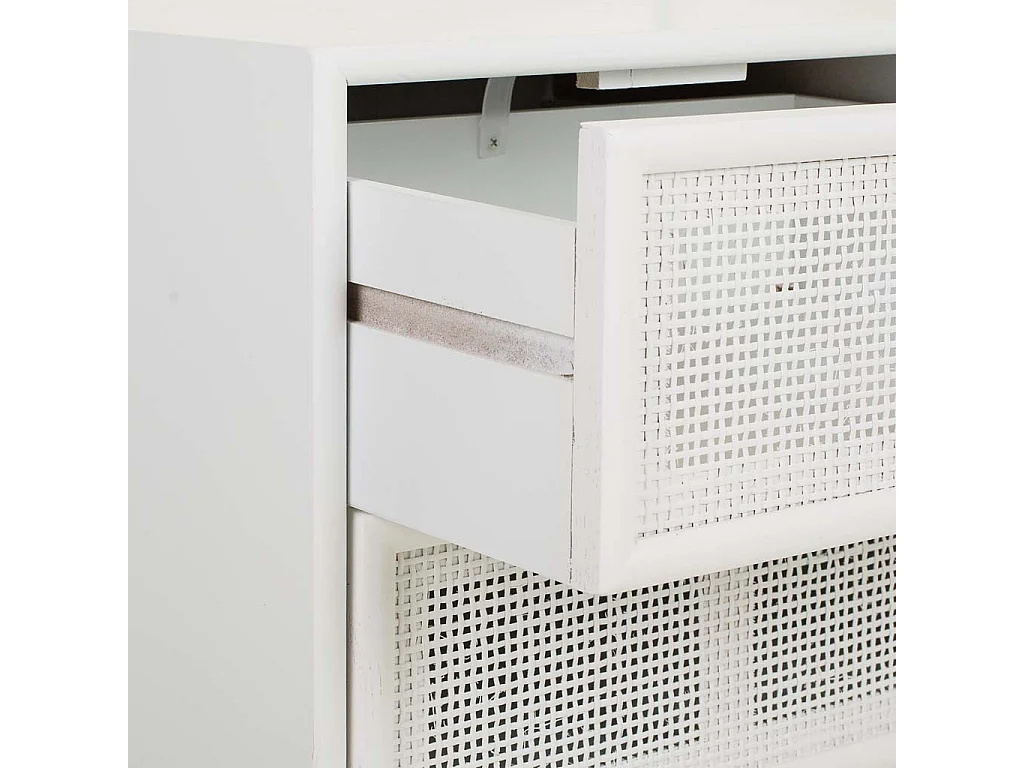 Mesa de cabeceira de madeira e malha branca 42x36,5x71