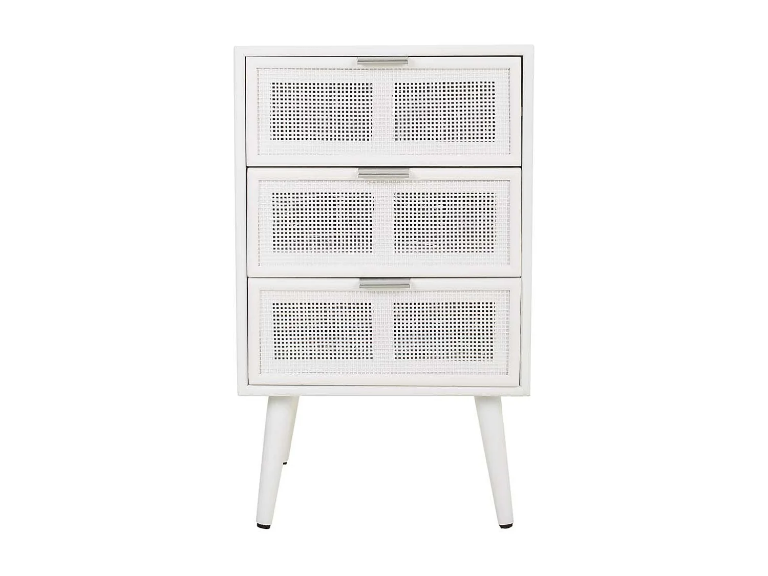 Table de chevet En Bois Et Treillis Blanc 42x36.5x71h