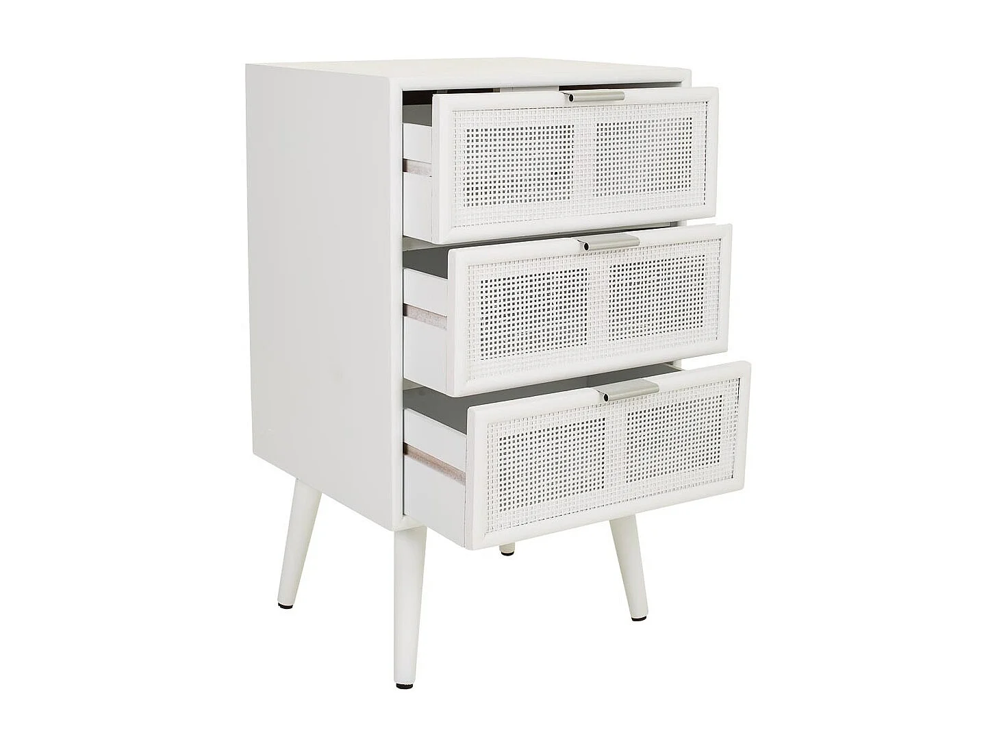 Table de chevet En Bois Et Treillis Blanc 42x36.5x71h
