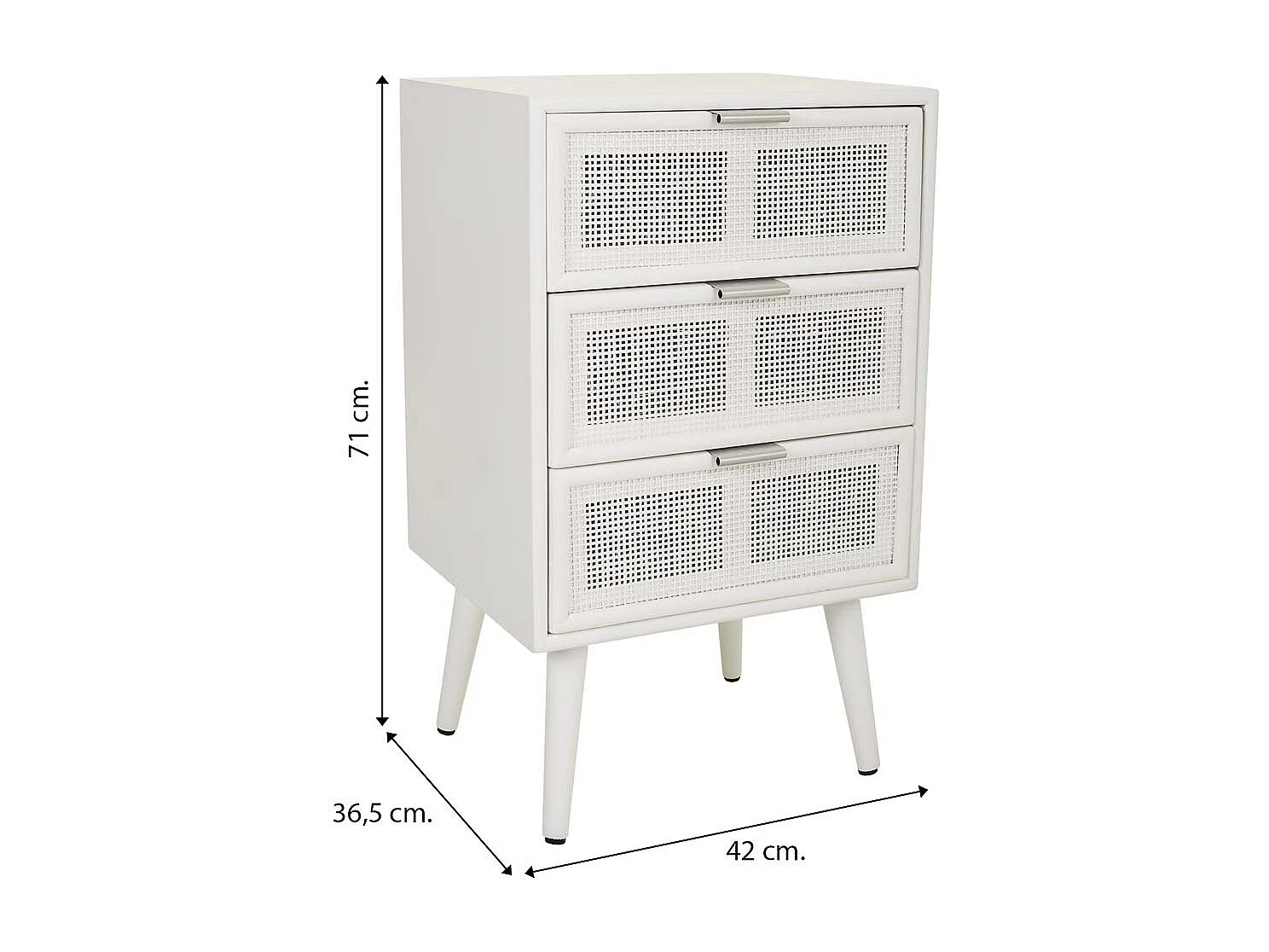 Table de chevet En Bois Et Treillis Blanc 42x36.5x71h