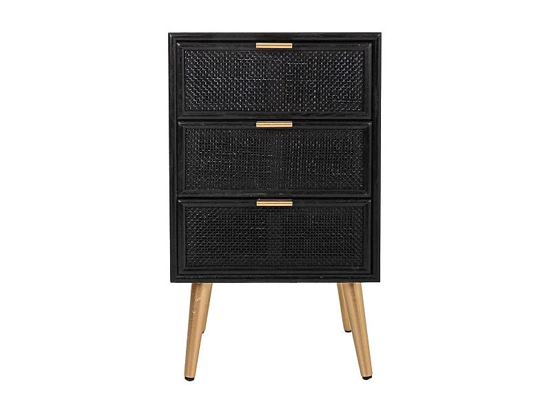 Mesita de madera y rejilla lacado negra 42x36,5x71