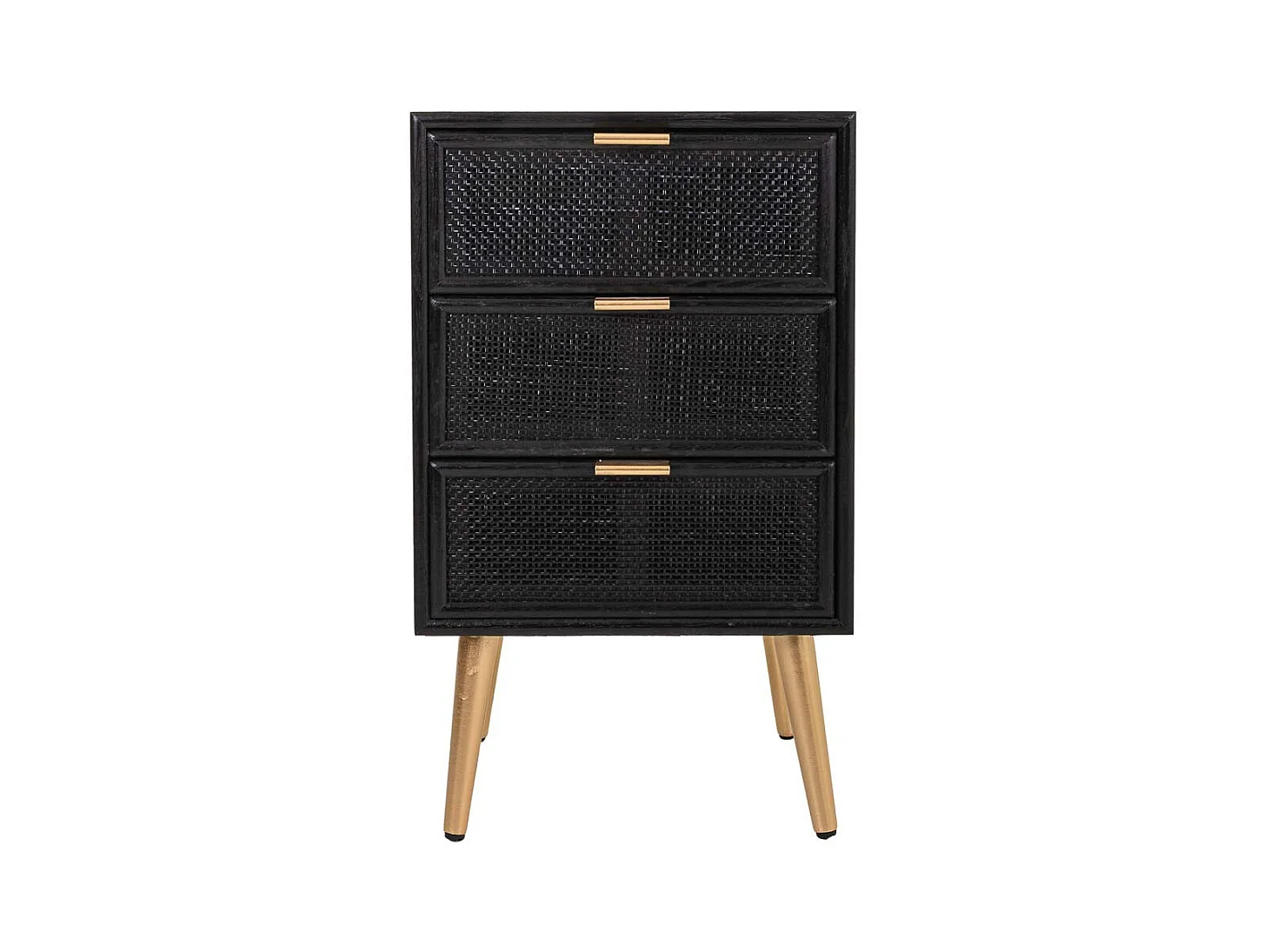 Mesita de madera y rejilla lacado negra 42x36,5x71