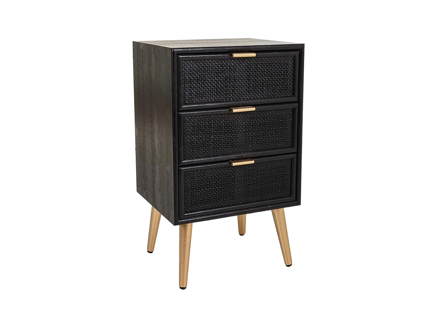 Mesita de madera y rejilla lacado negra 42x36,5x71