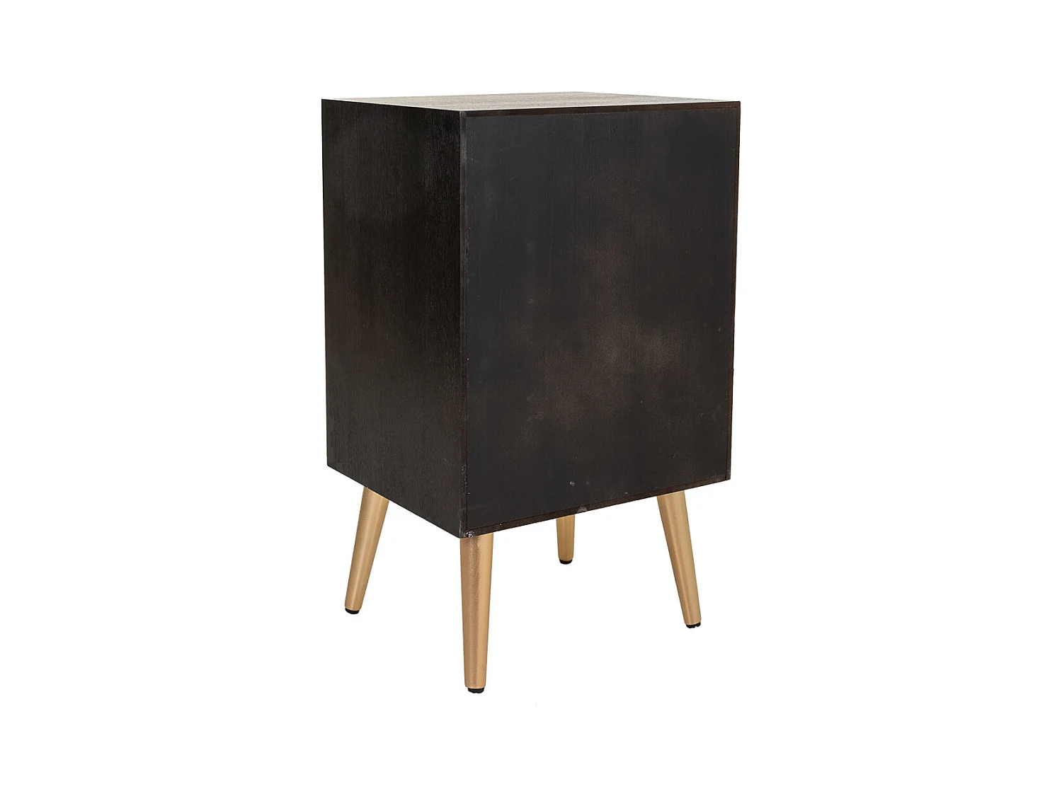 Mesita de madera y rejilla lacado negra 42x36,5x71