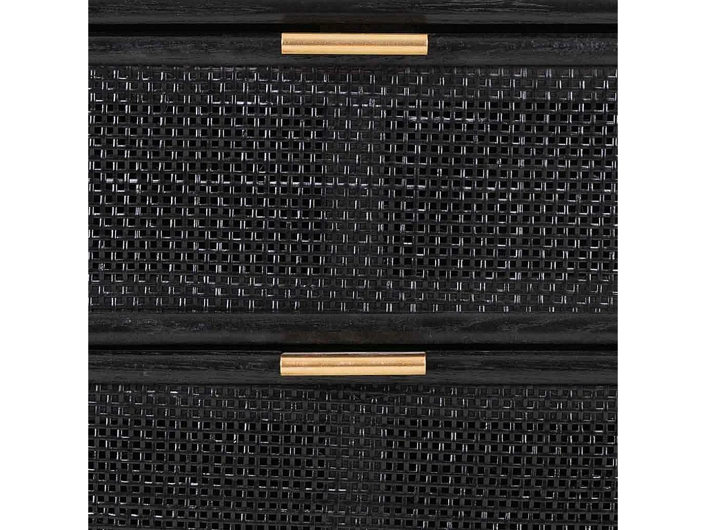 Mesita de madera y rejilla lacado negra 42x36,5x71