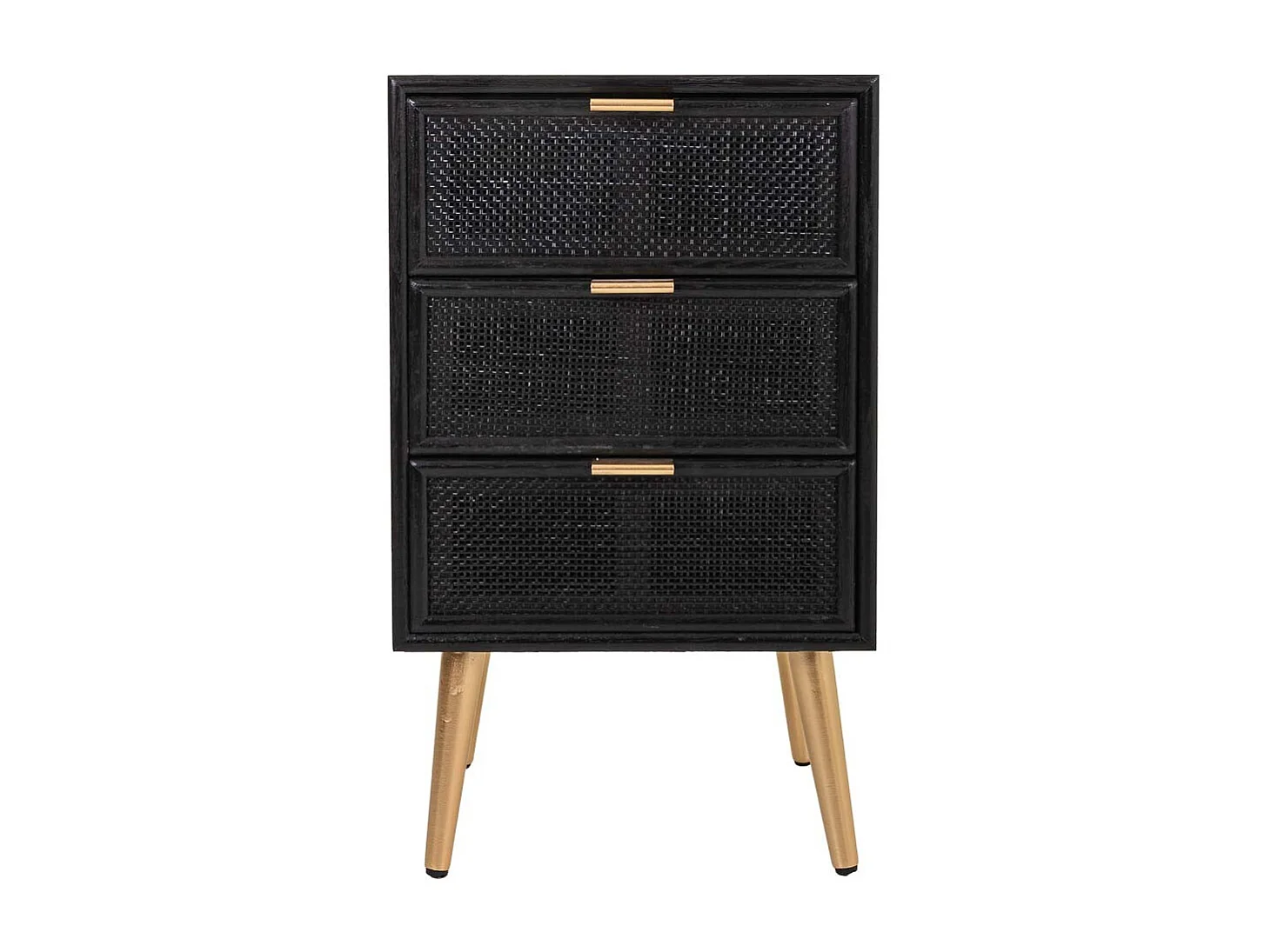 Mesa de cabeceira em madeira lacada preta e rede 42x36,5x71