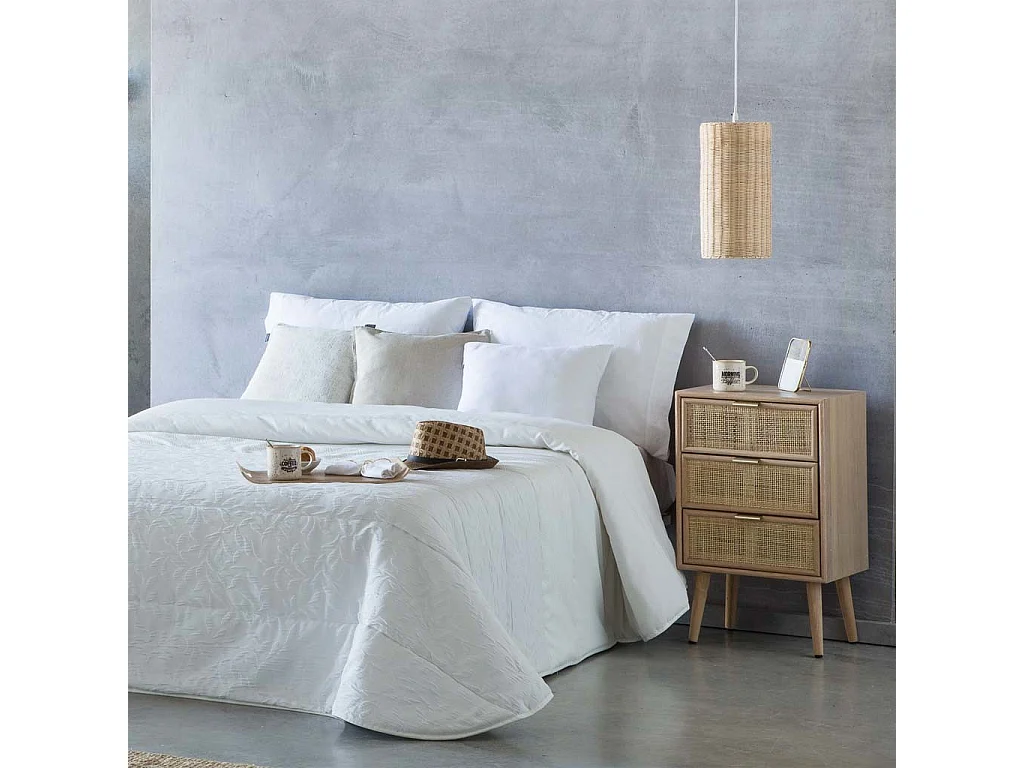 Mesita de madera y rejilla marrón 42x36.5x71