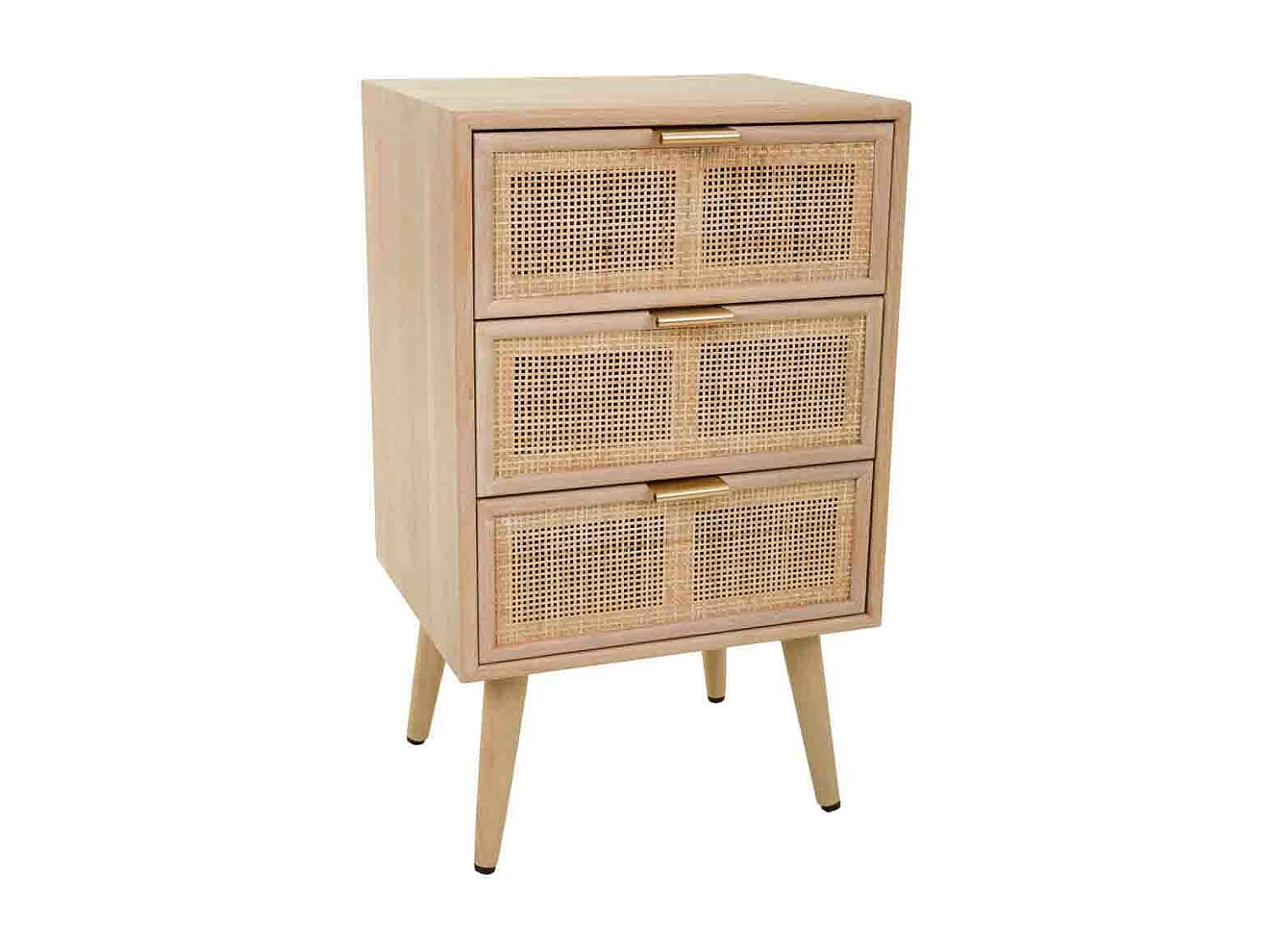 Mesita de madera y rejilla marrón 42x36.5x71