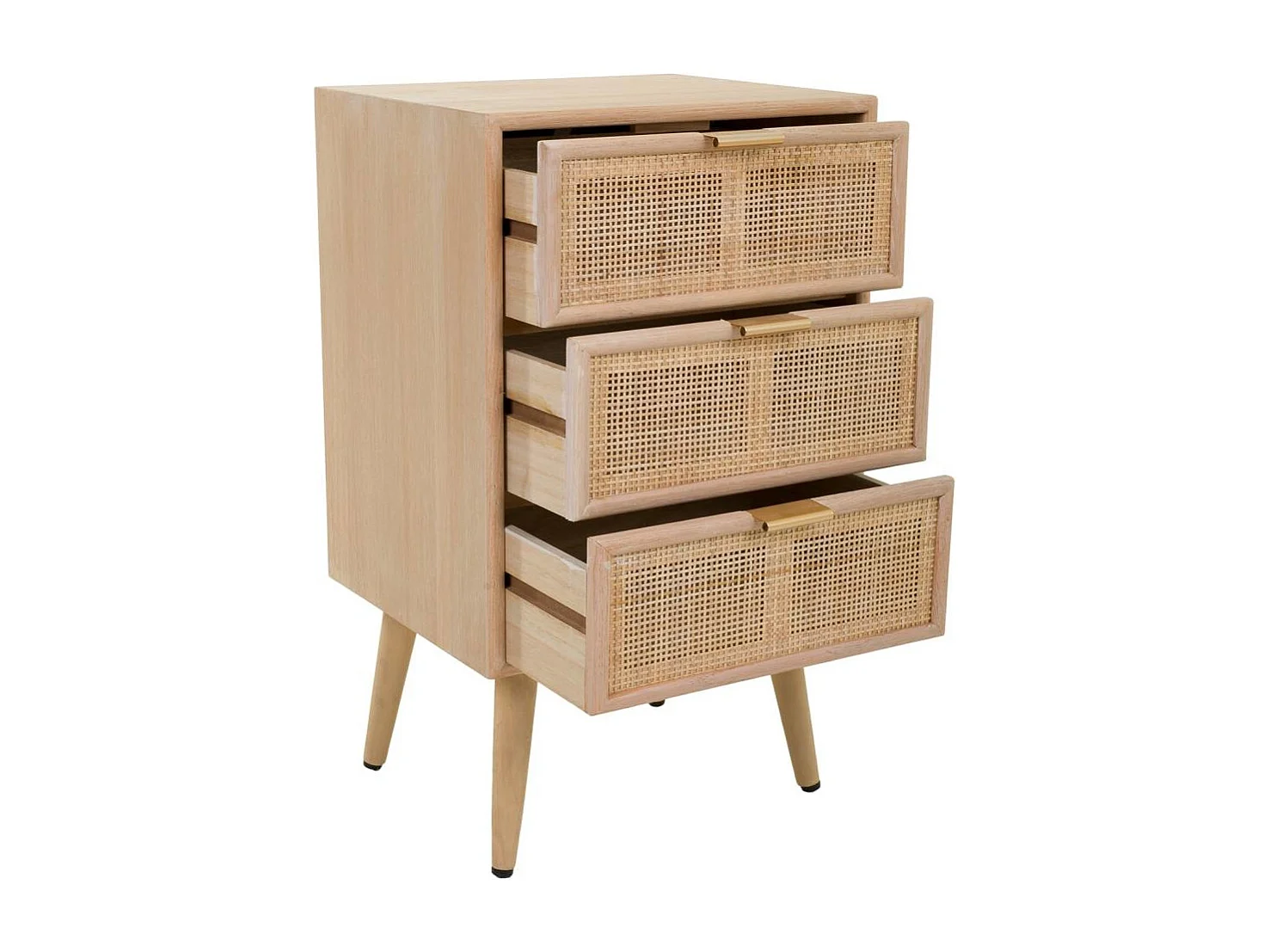 Mesita de madera y rejilla marrón 42x36.5x71