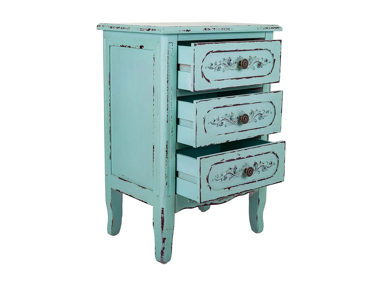 Comodino in legno blu 46x32,5x67