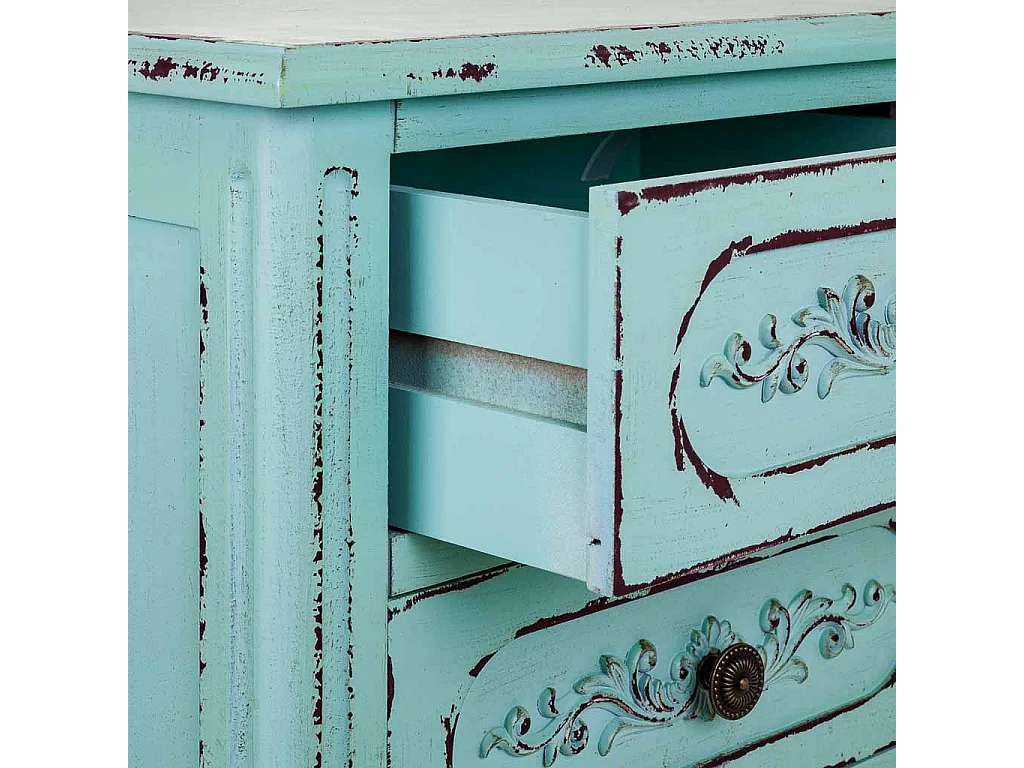 Comodino in legno blu 46x32,5x67