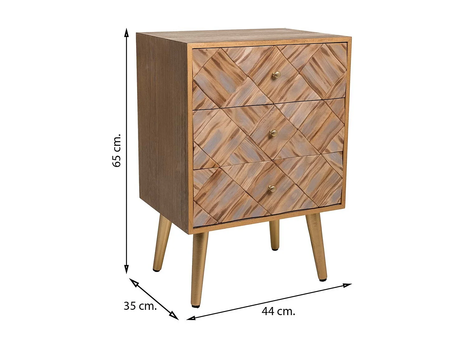 Brauner Nachttisch aus Holz 44x35x65