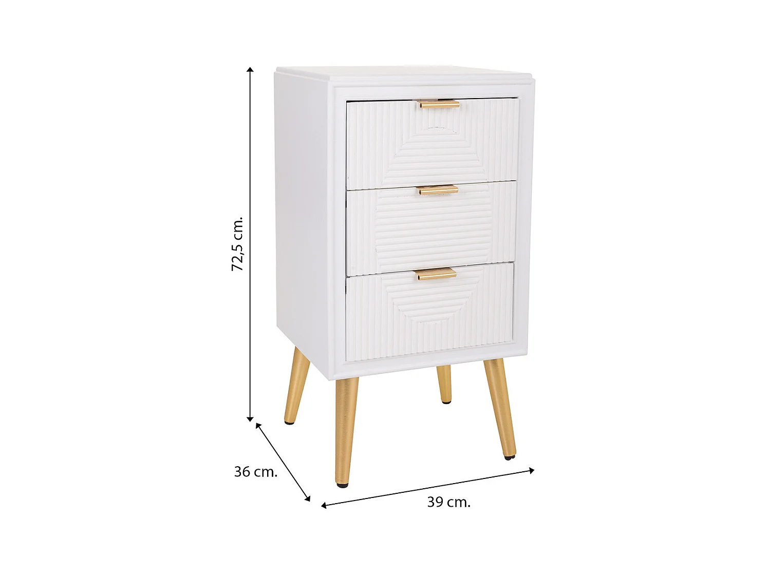 Mesita de madera blanca 39x36x72,5