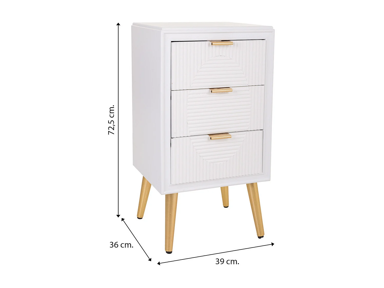 Mesita de madera blanca 39x36x72,5