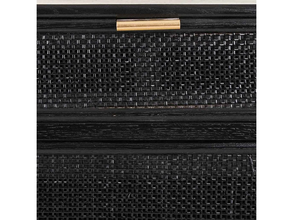 Mesa de cabeceira em madeira lacada preta e rede 42x36,5x71