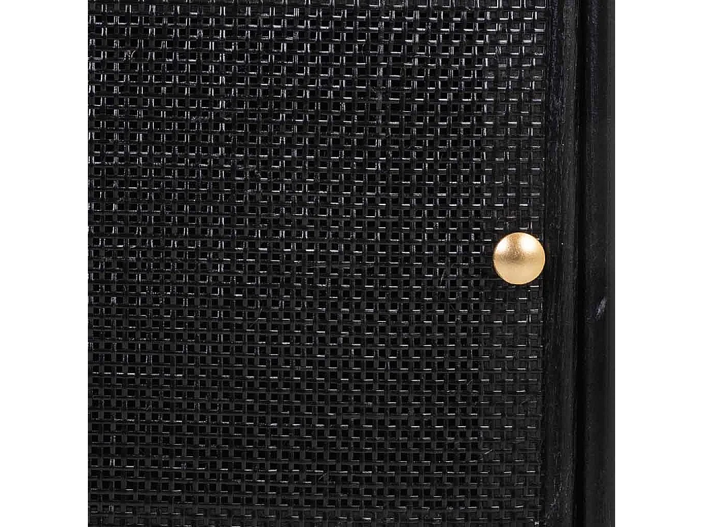 Mesa de cabeceira em madeira lacada preta e rede 42x36,5x71