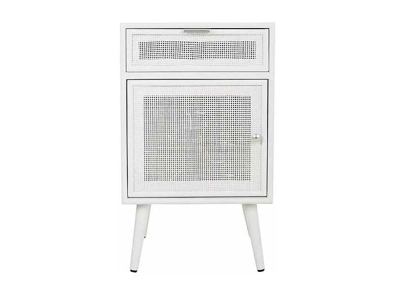 Comodino in legno e rete bianca 42x36,5x71