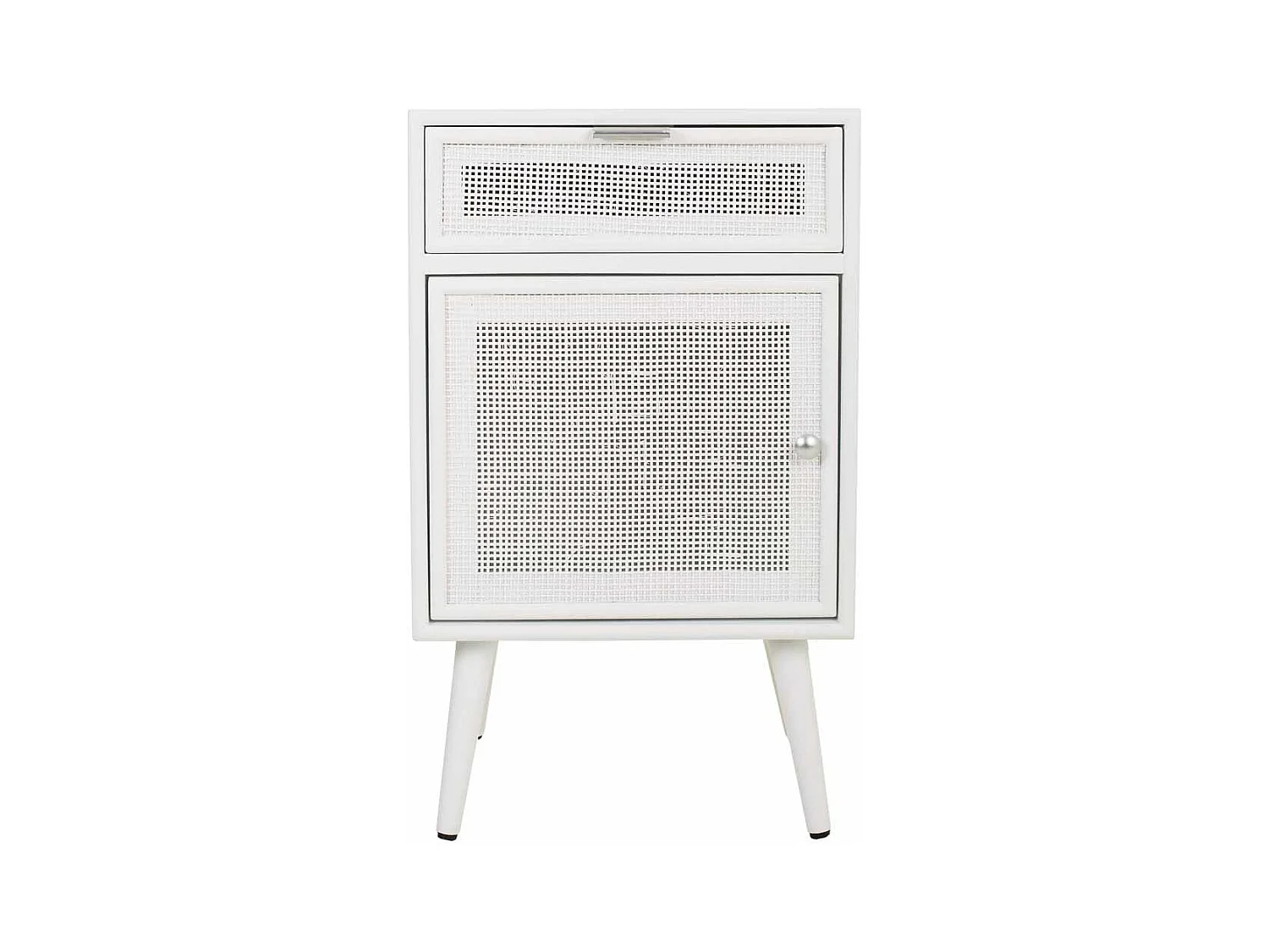 Comodino in legno e rete bianca 42x36,5x71