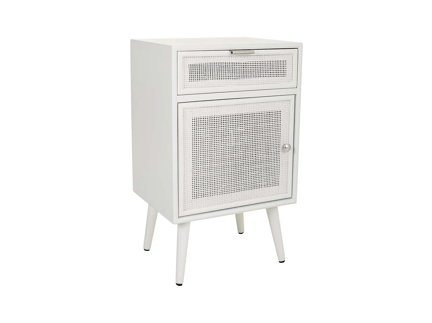 Comodino in legno e rete bianca 42x36,5x71