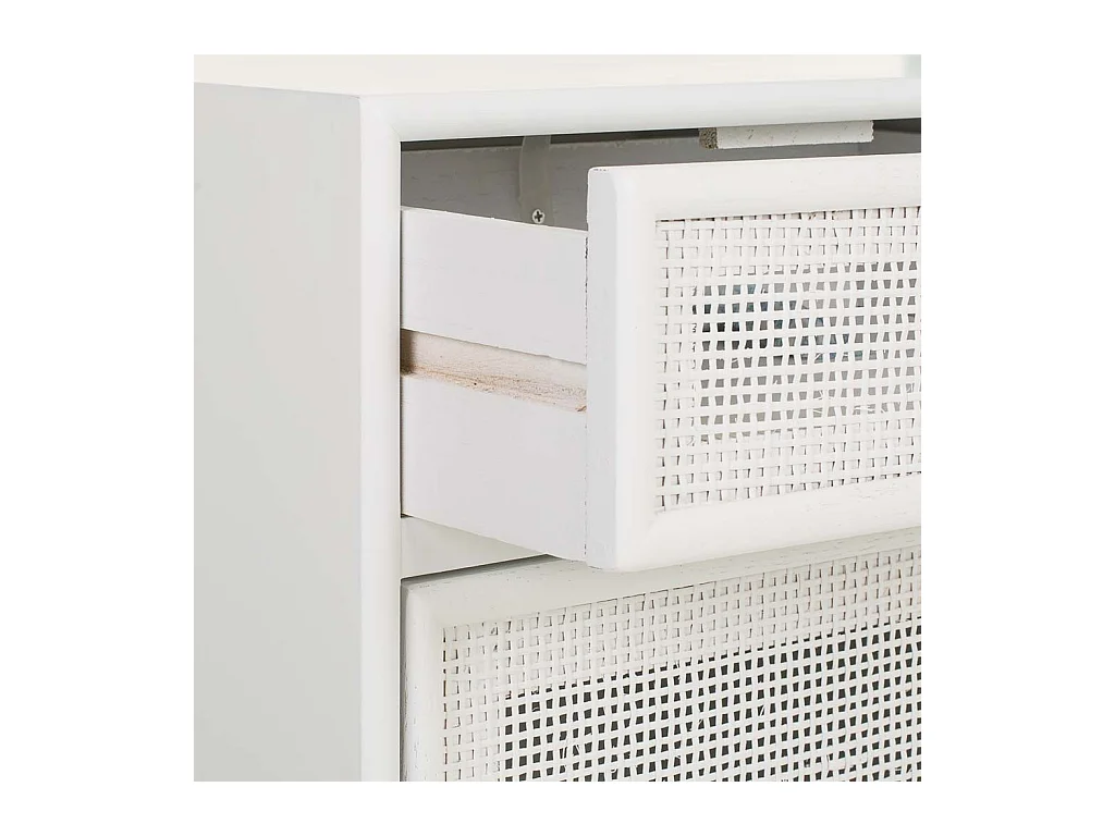 Comodino in legno e rete bianca 42x36,5x71