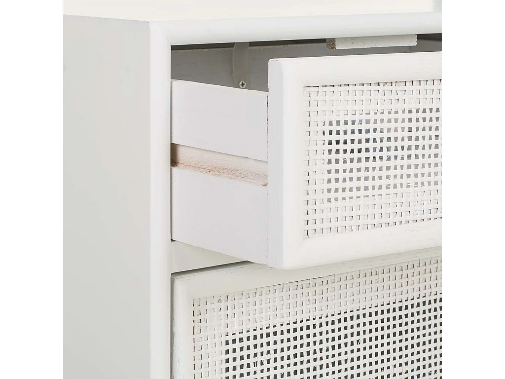 Mesa de cabeceira de madeira e malha branca 42x36,5x71