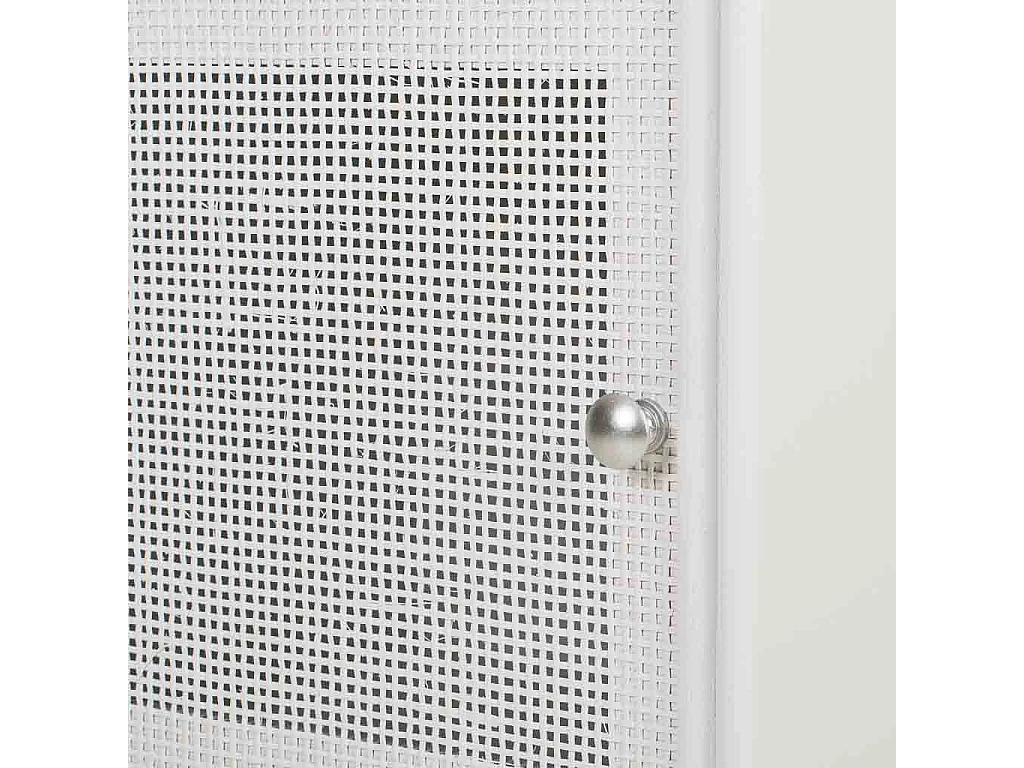 Mesa de cabeceira de madeira e malha branca 42x36,5x71