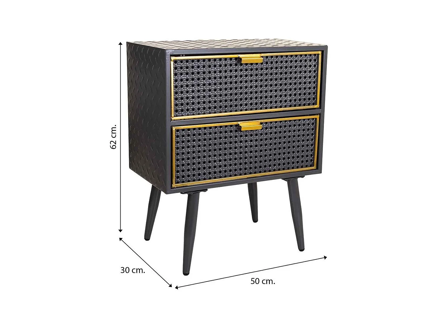 Schwarzer Nachttisch aus Metall 50x30x62