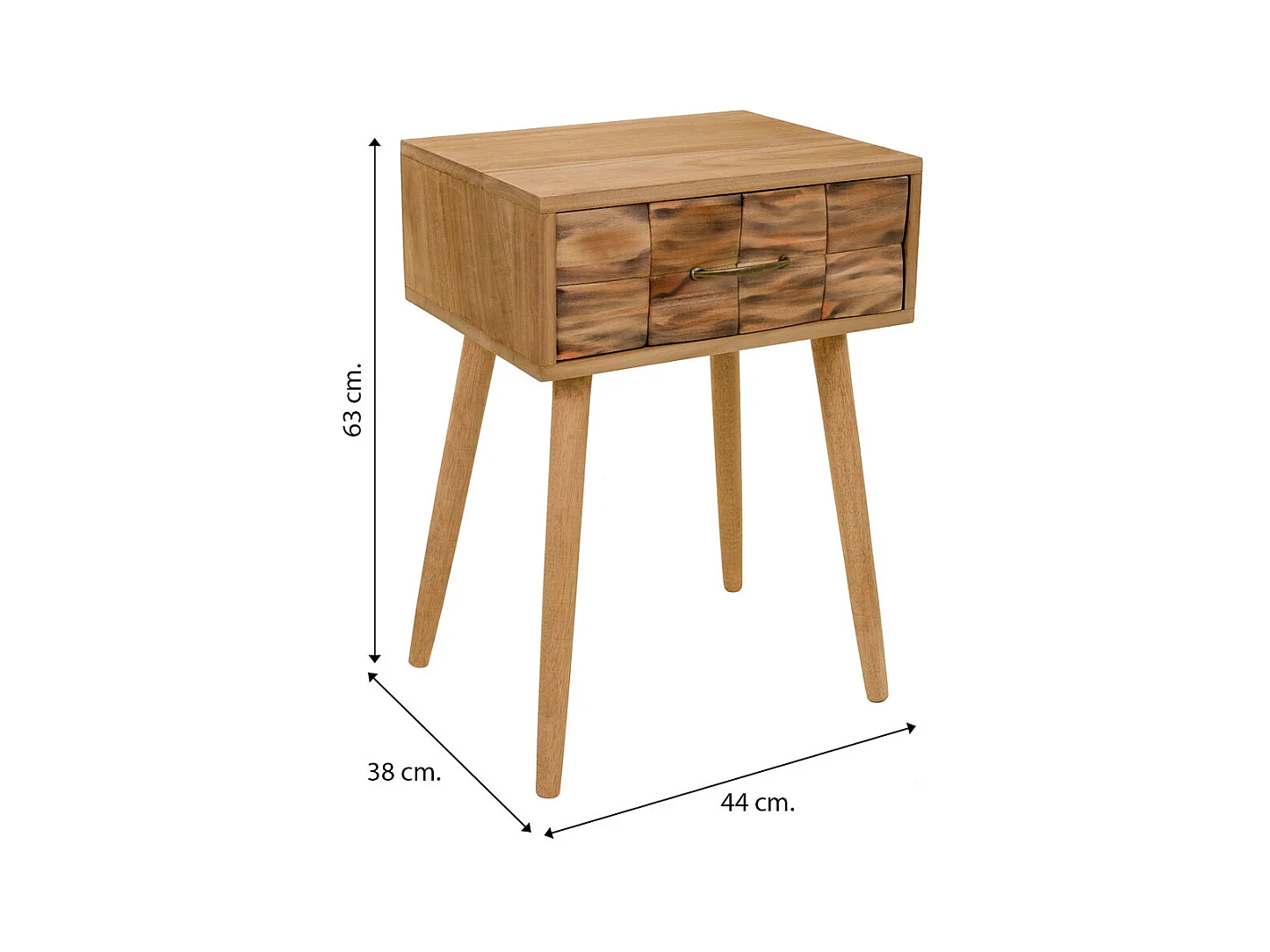 Mesa de cabeceira de madeira marrom 44x38x63