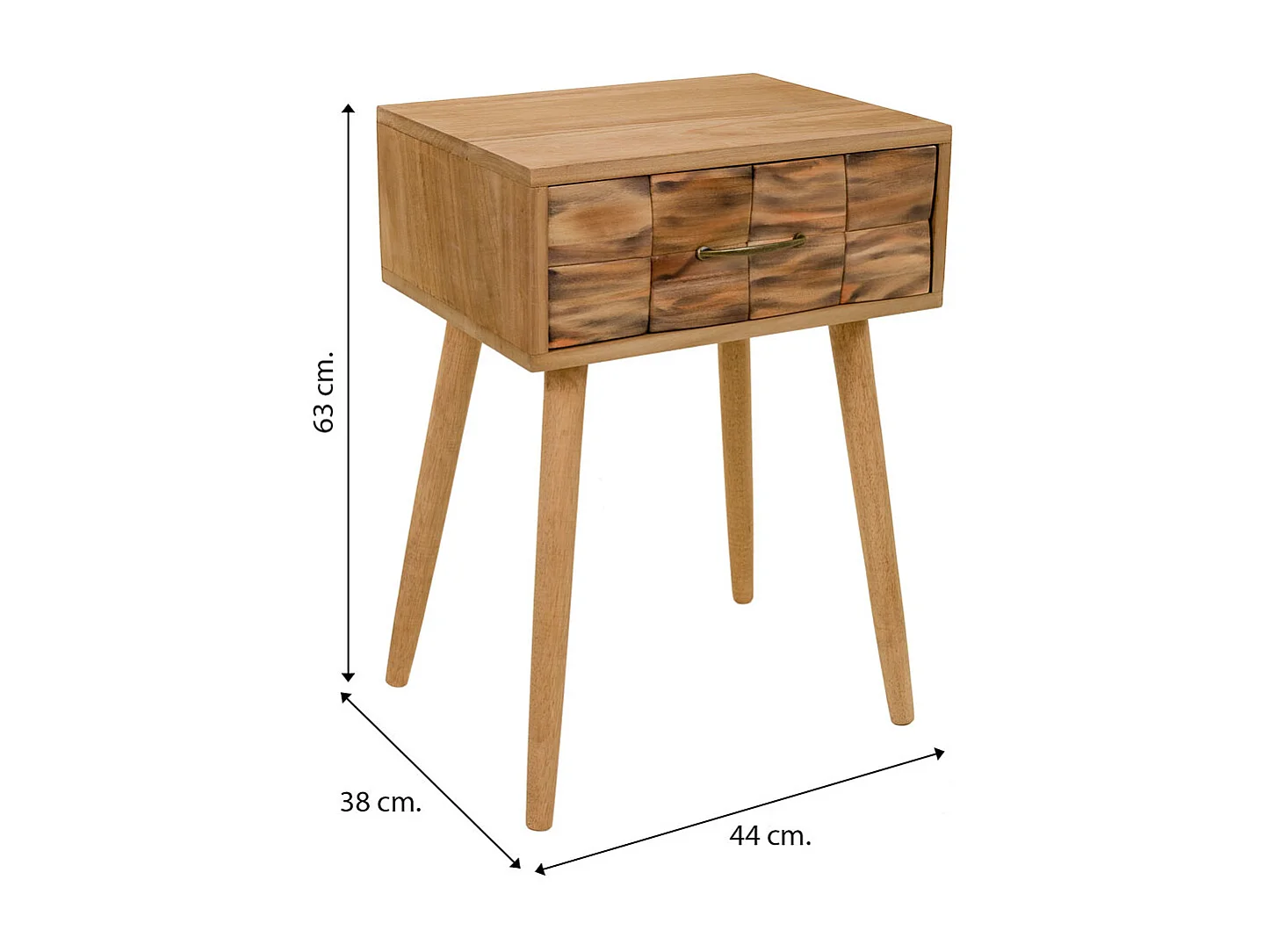 Comodino in legno marrone 44x38x63