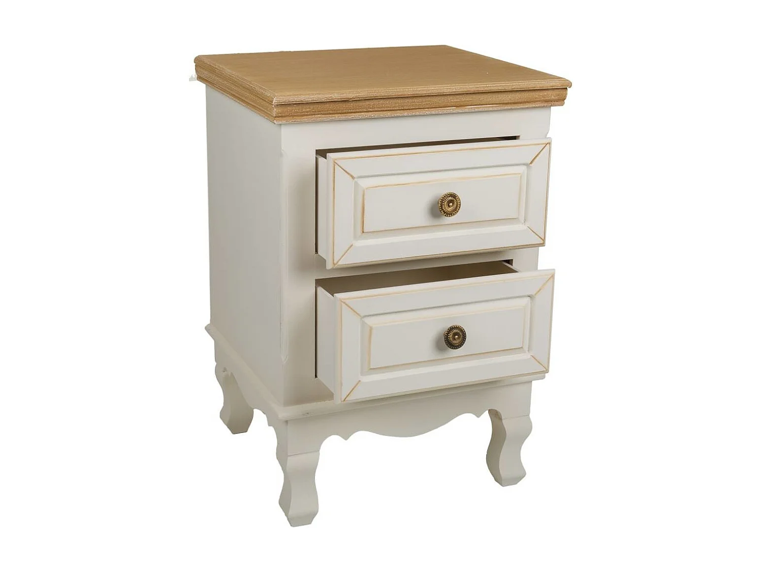 Mesa de cabeceira de madeira com 2 gavetas 37x33x53