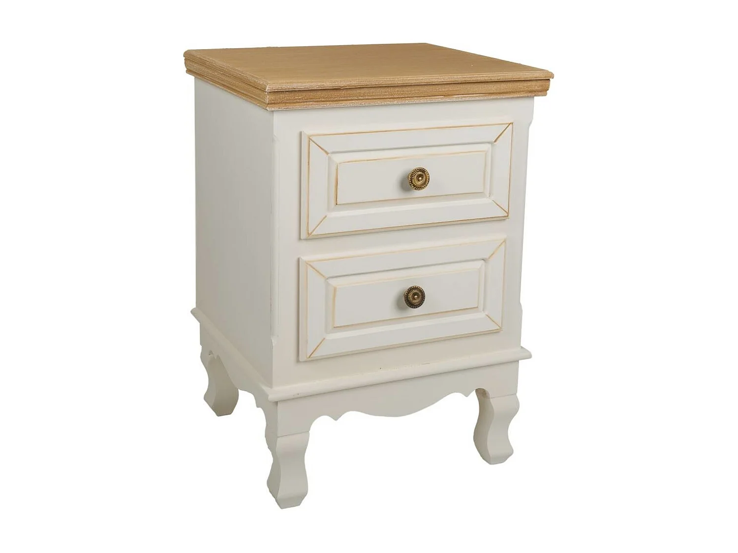 Mesa de cabeceira de madeira com 2 gavetas 37x33x53