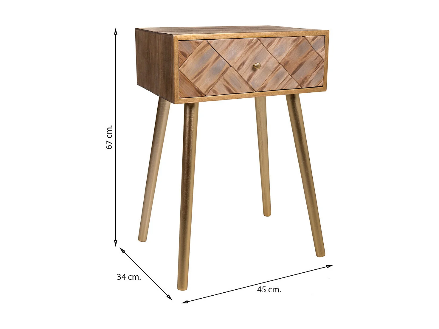 Brauner Holztisch 45x34x67h cm