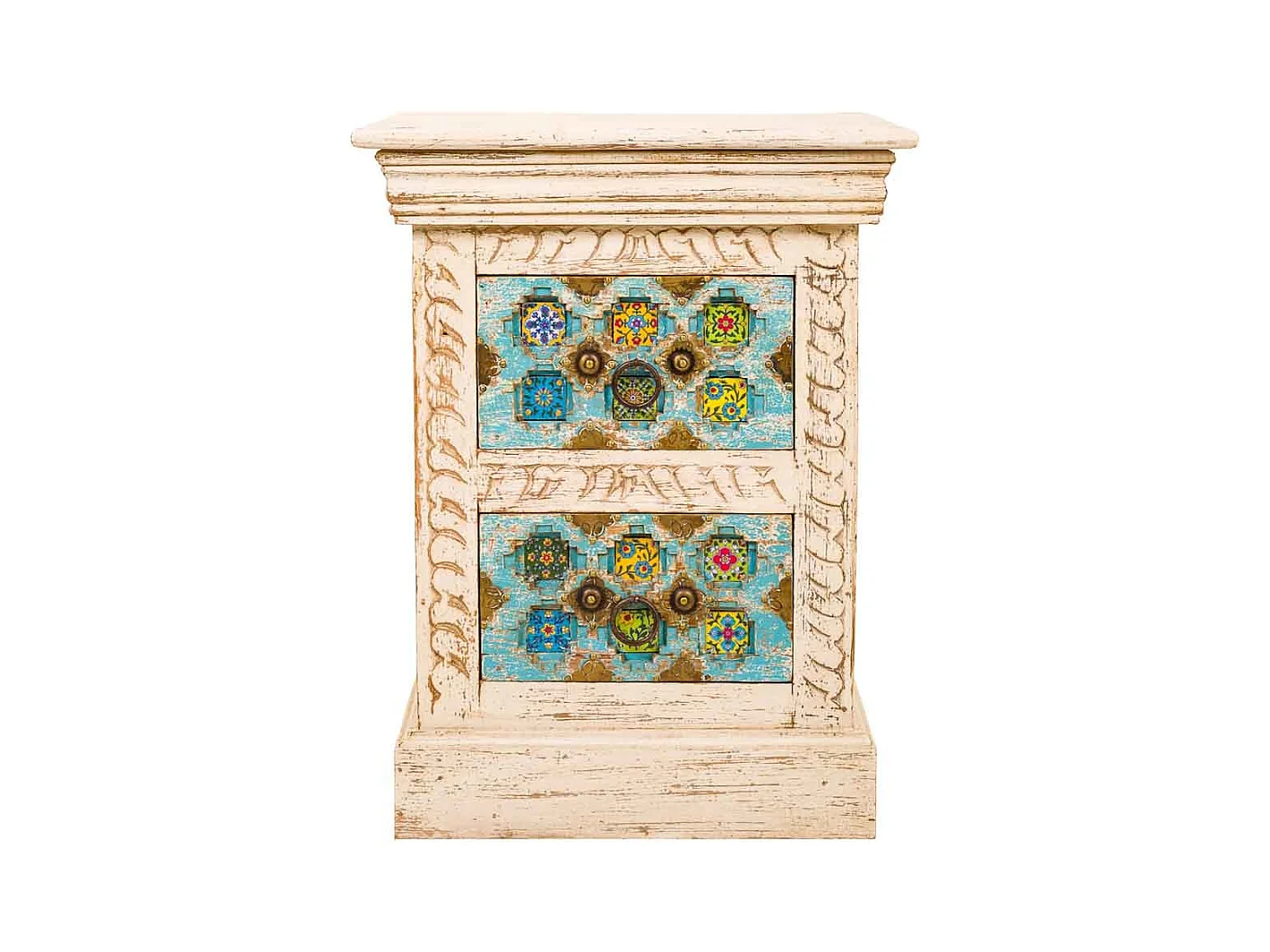 Mesinha de noite de madeira bege 45x30x59