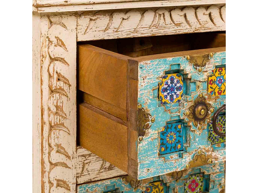 Mesinha de noite de madeira bege 45x30x59