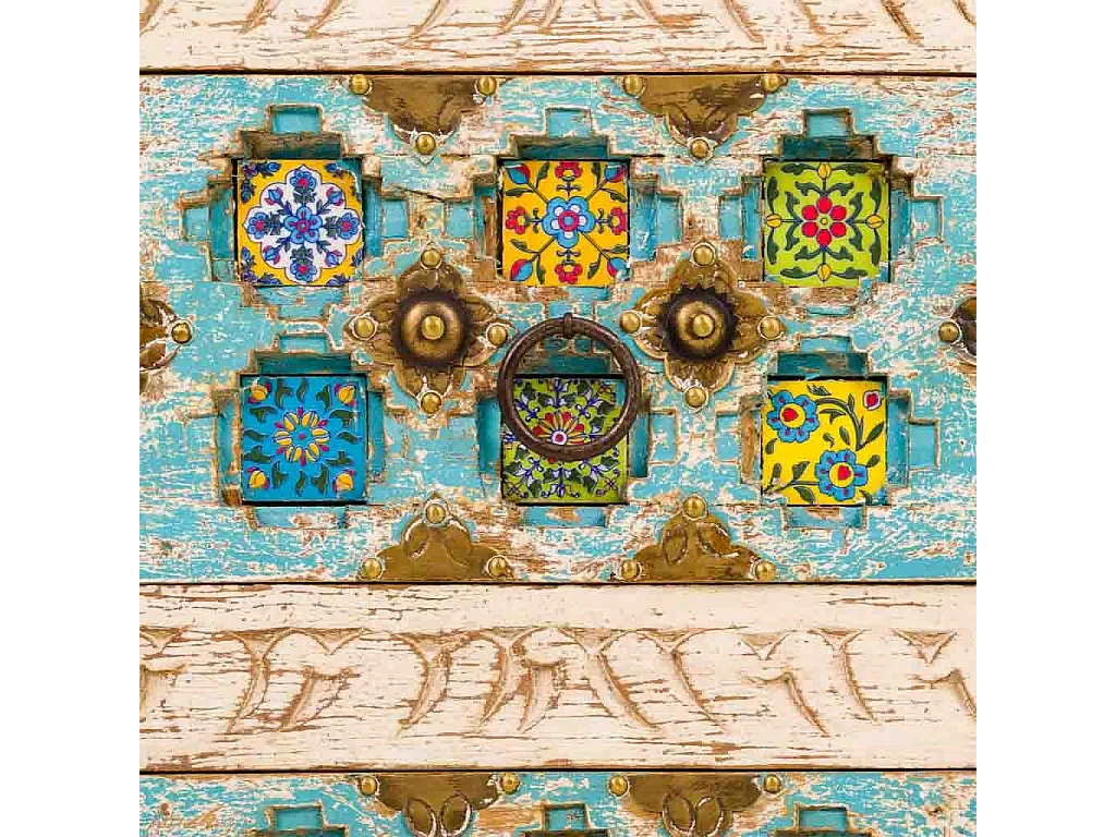 Mesinha de noite de madeira bege 45x30x59