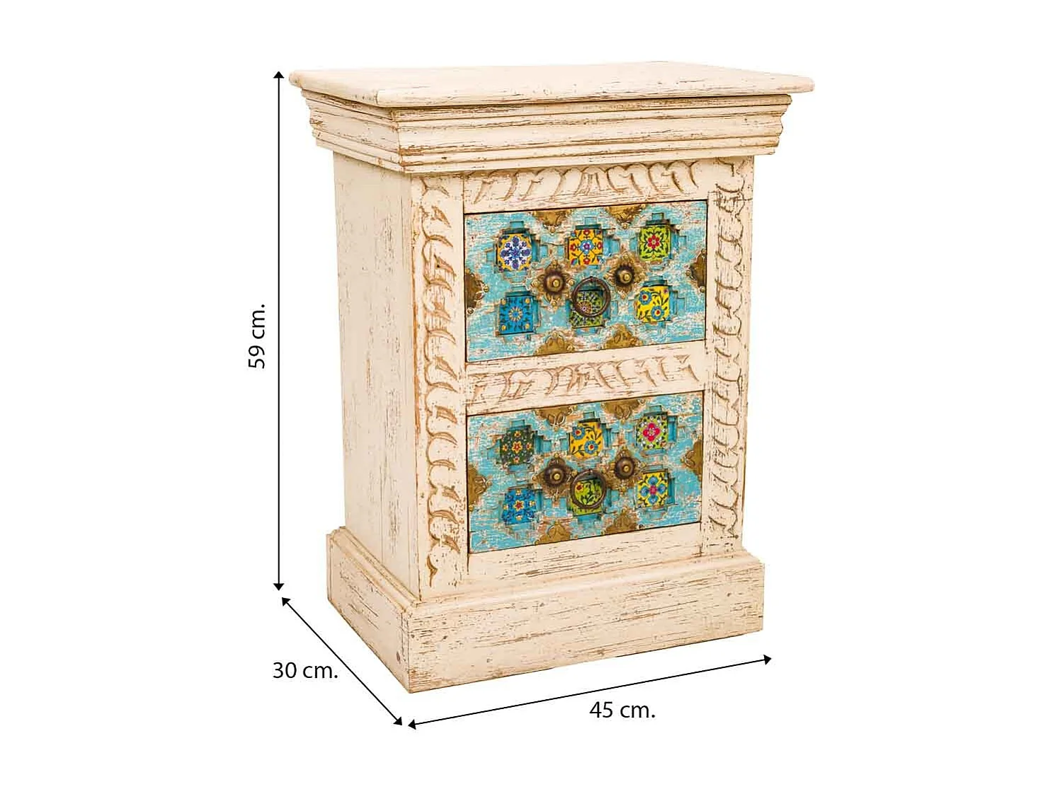 Table de nuit en bois beige 45x30x59