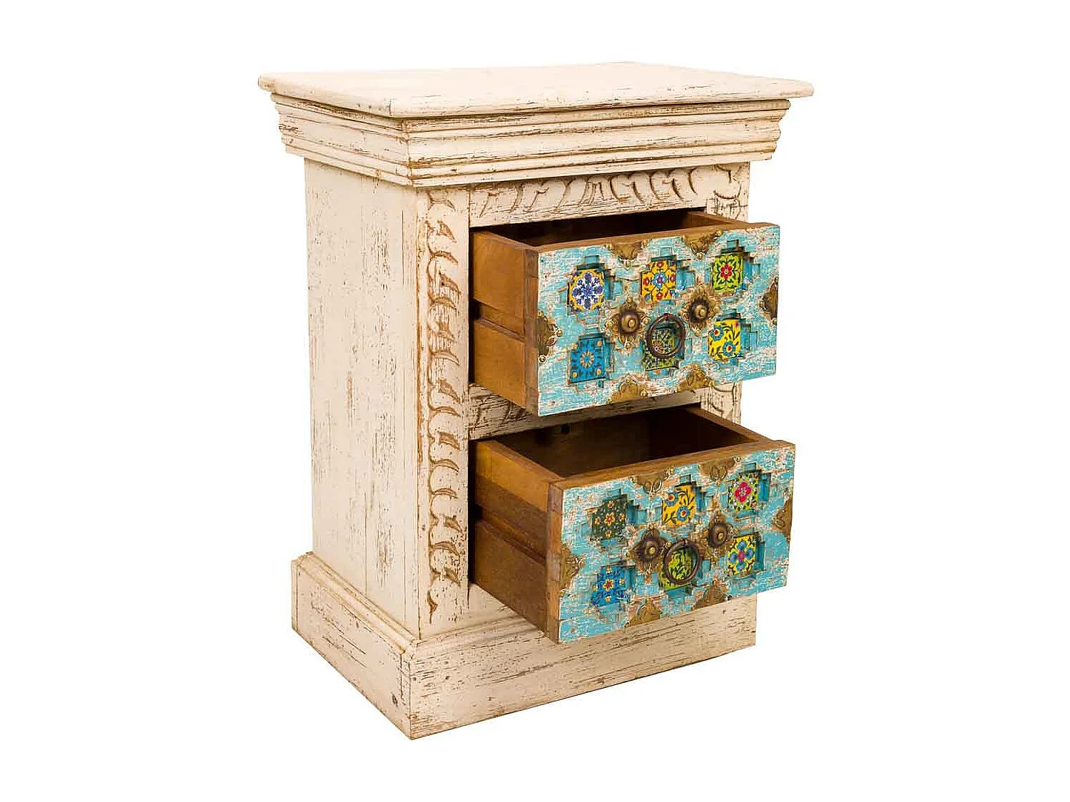 Nachttisch aus beigem Holz 45x30x59