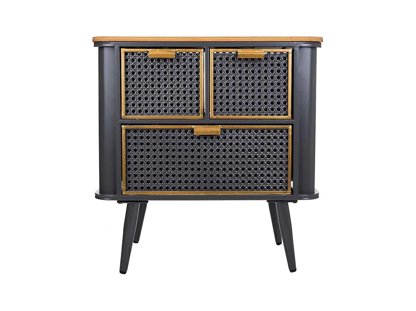 Tavolino in metallo nero e legno 58x33x60h