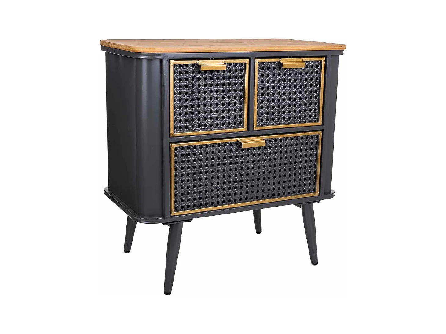 Tavolino in metallo nero e legno 58x33x60h