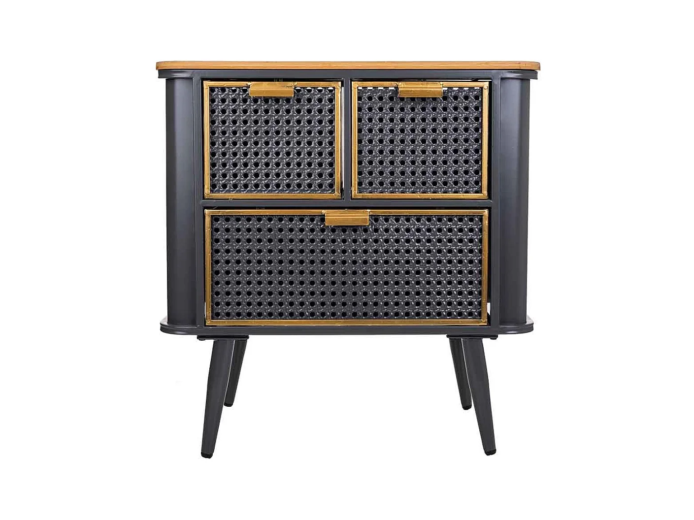 Tavolino in metallo nero e legno 58x33x60h