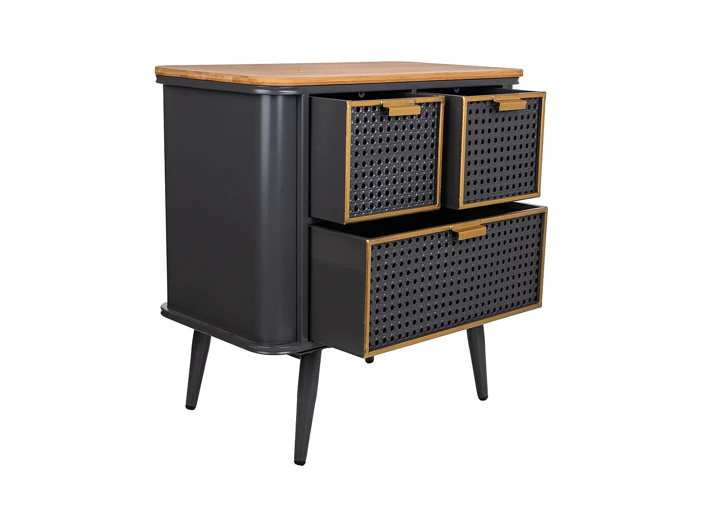 Tavolino in metallo nero e legno 58x33x60h