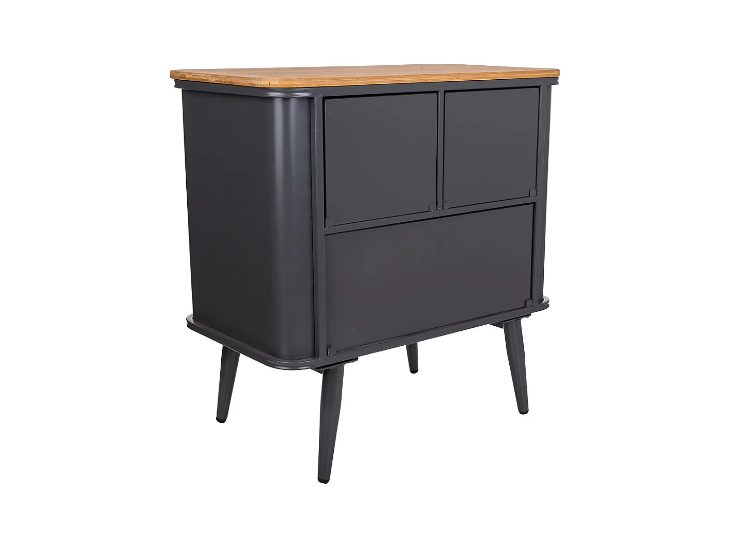 Tavolino in metallo nero e legno 58x33x60h