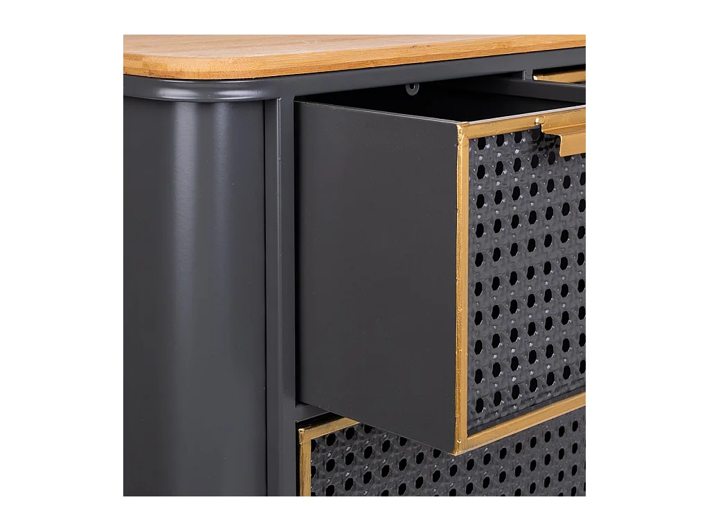 Tavolino in metallo nero e legno 58x33x60h