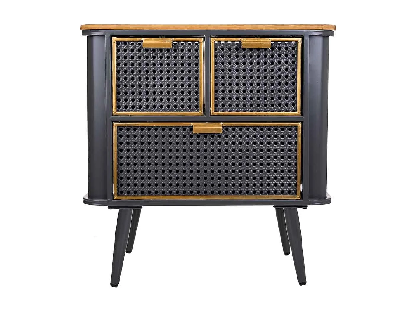 Comodino in metallo nero e legno 58x33x60h