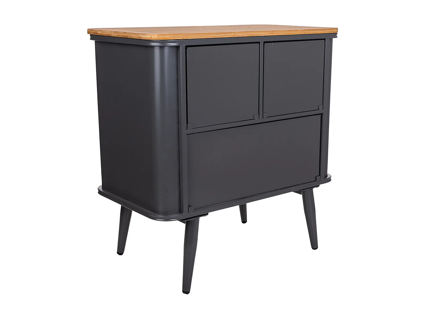 Comodino in metallo nero e legno 58x33x60h